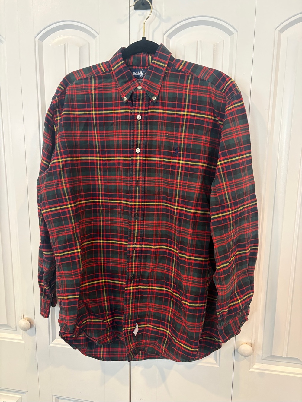 Ralph Lauren red plaid button down shirt size medium